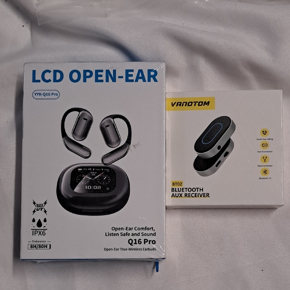 NWT Vandotm Bluetooth AUX Receiver and LCD Open-Ear Earbuds